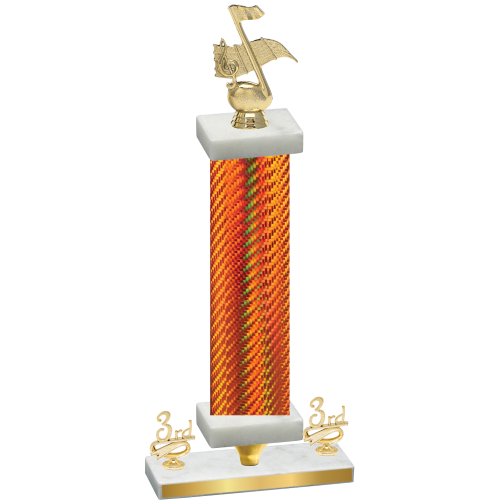 Premium Single Orange Carbon Fiber Third Place Music Trophy