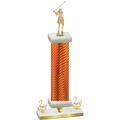 Premium Single Orange Carbon Fiber Second Place Golf Trophy