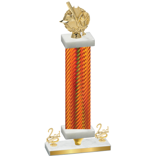 Premium Single Orange Carbon Fiber Second Place Baseball Trophy