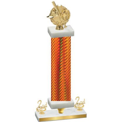 Premium Single Orange Carbon Fiber Second Place Baseball Trophy