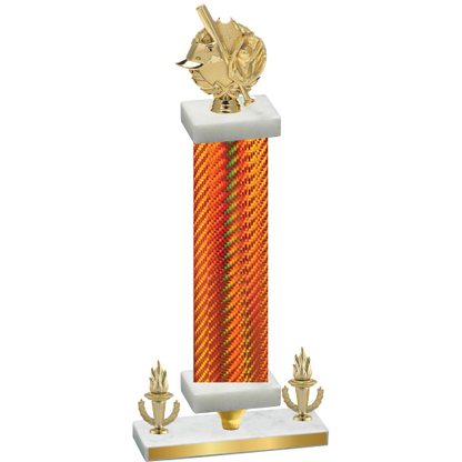 Premium Single Orange Carbon Fiber Victory Baseball Trophy