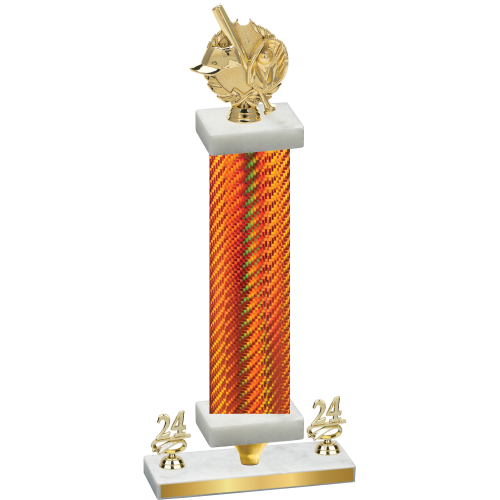 Premium Single Orange Carbon Fiber Year Baseball Trophy