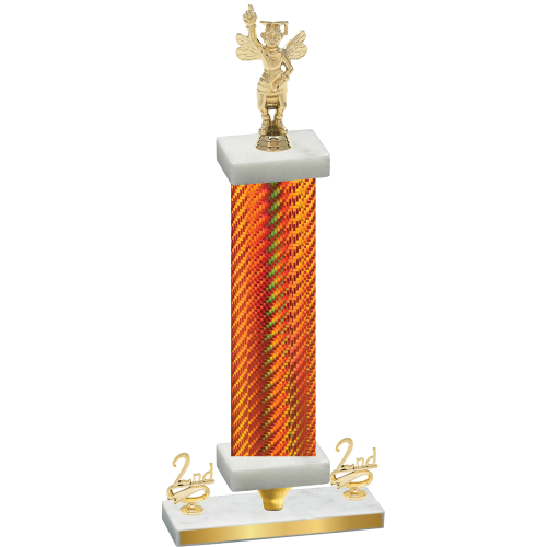Premium Single Orange Carbon Fiber Second Place Academics Trophy