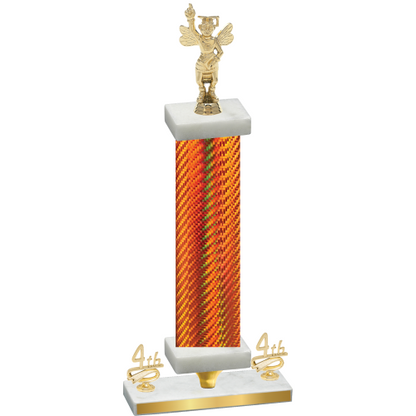 Premium Single Orange Carbon Fiber Fourth Place Academics Trophy