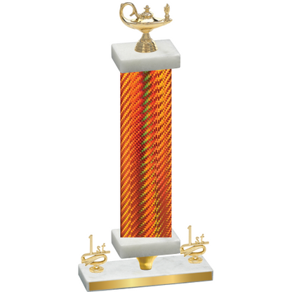 Premium Single Orange Carbon Fiber First Place Academics Trophy