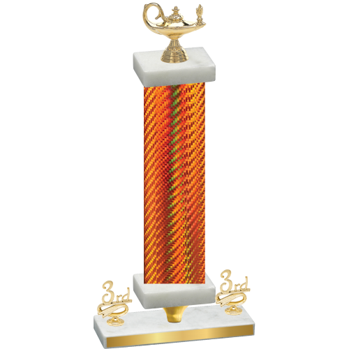 Premium Single Orange Carbon Fiber Third Place Academics Trophy