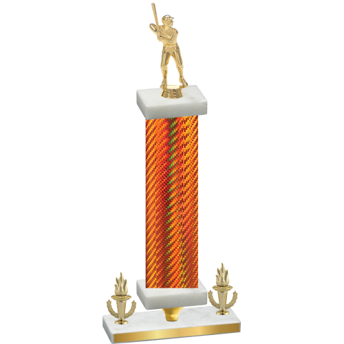 Premium Single Orange Carbon Fiber Victory Baseball Trophy
