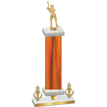 Premium Single Orange Carbon Fiber Victory Baseball Trophy