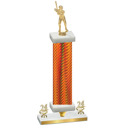 Premium Single Orange Carbon Fiber Year Baseball Trophy
