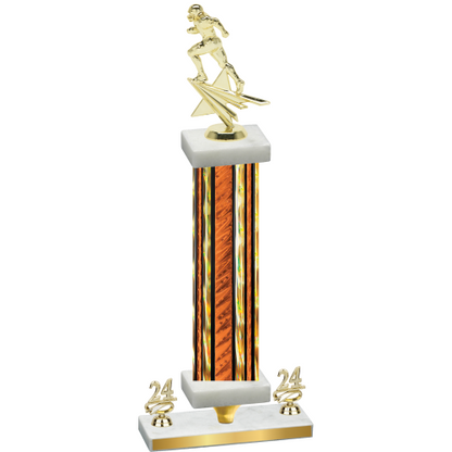 Premium Single Orange Glacier Year Football Trophy