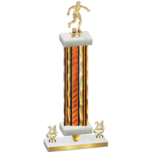 Premium Single Orange Glacier Year Soccer Trophy