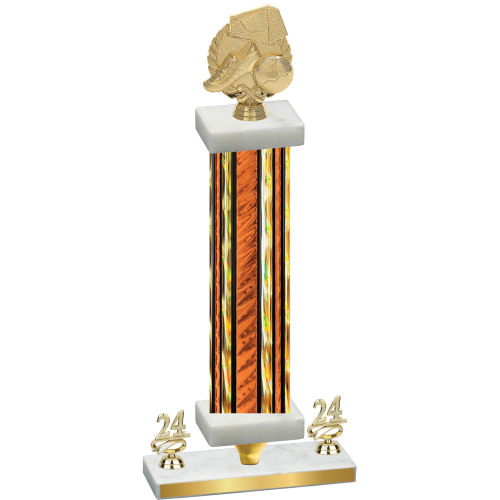 Premium Single Orange Glacier Year Soccer Trophy