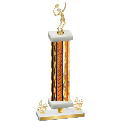 Premium Single Orange Glacier Fourth Place Tennis Trophy