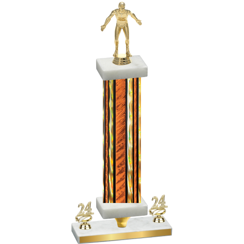 Premium Single Orange Glacier Year Wrestling Trophy