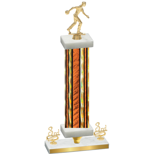 Premium Single Orange Glacier Third Place Bowling Trophy