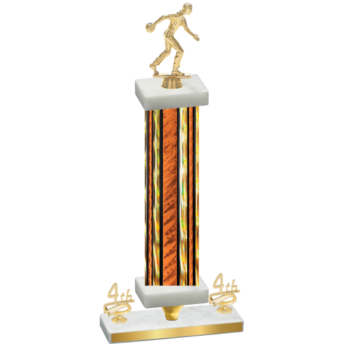 Premium Single Orange Glacier Fourth Place Bowling Trophy