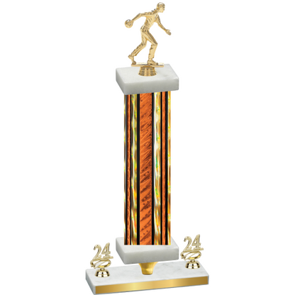 Premium Single Orange Glacier Year Bowling Trophy