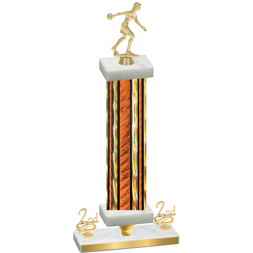 Premium Single Orange Glacier Second Place Bowling Trophy
