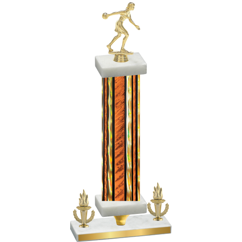 Premium Single Orange Glacier Victory Bowling Trophy