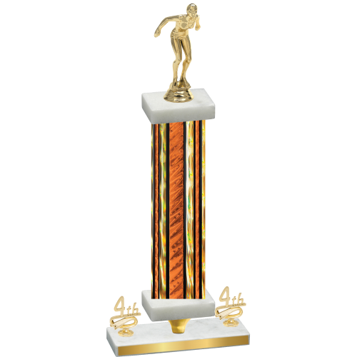 Premium Single Orange Glacier Fourth Place Tennis Trophy