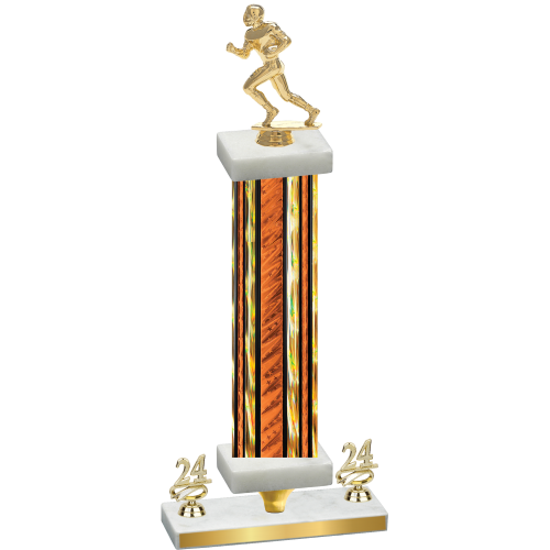 Premium Single Orange Glacier Year Football Trophy