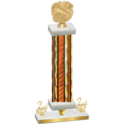 Premium Single Orange Glacier Second Place Cheerleading Trophy