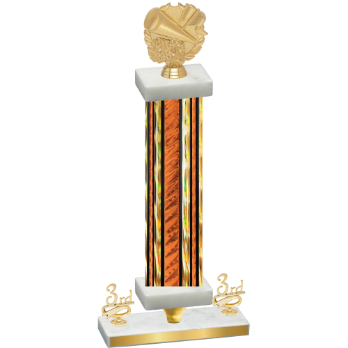 Premium Single Orange Glacier Third Place Cheerleading Trophy