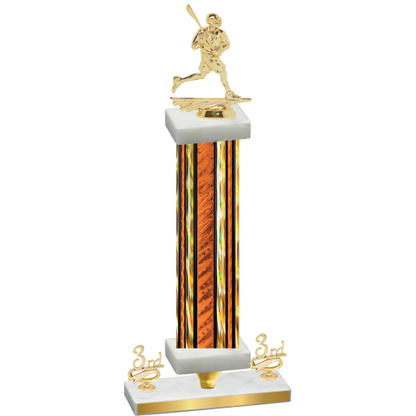 Premium Single Orange Glacier Third Place Lacrosse Trophy