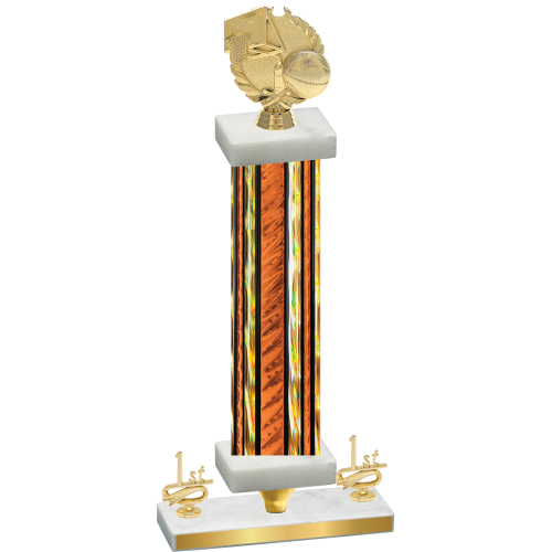 Premium Single Orange Glacier First Place Basketball Trophy