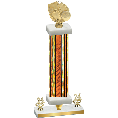 Premium Single Orange Glacier Year Basketball Trophy