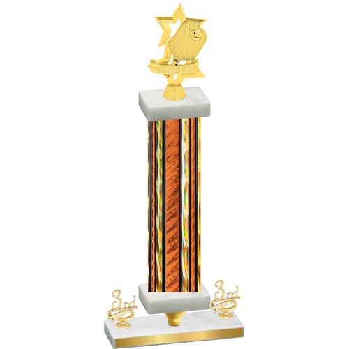 Premium Single Orange Glacier Third Place Pickleball Trophy