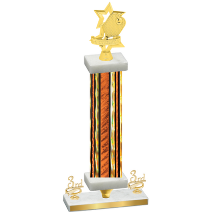 Premium Single Orange Glacier Third Place Pickleball Trophy