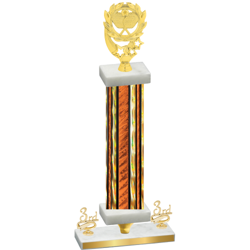 Premium Single Orange Glacier Third Place Pickleball Trophy
