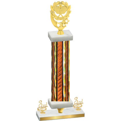Premium Single Orange Glacier Third Place Pickleball Trophy