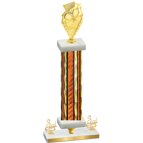 Premium Single Orange Glacier Third Place Pickleball Trophy