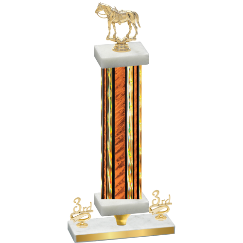 Premium Single Orange Glacier Third Place Horses Trophy