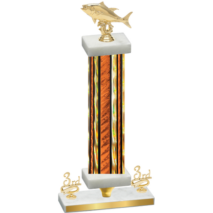 Premium Single Orange Glacier Third Place Fishing Trophy