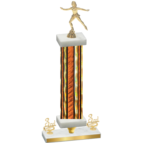 Premium Single Orange Glacier Third Place Skater Trophy