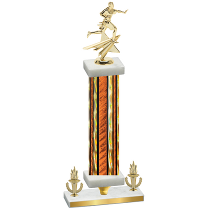 Premium Single Orange Glacier Victory Flag Football Trophy