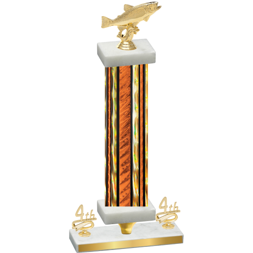 Premium Single Orange Glacier Fourth Place Fishing Trophy