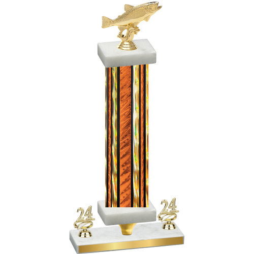 Premium Single Orange Glacier Year Fishing Trophy