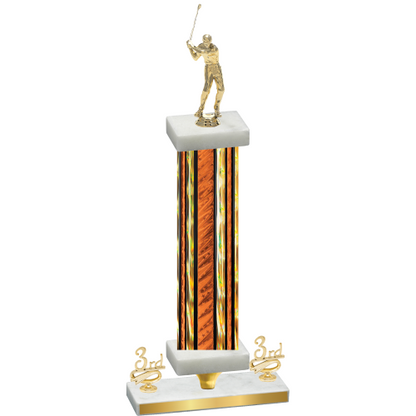 Premium Single Orange Glacier Third Place Golf Trophy