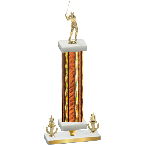 Premium Single Orange Glacier Victory Golf Trophy