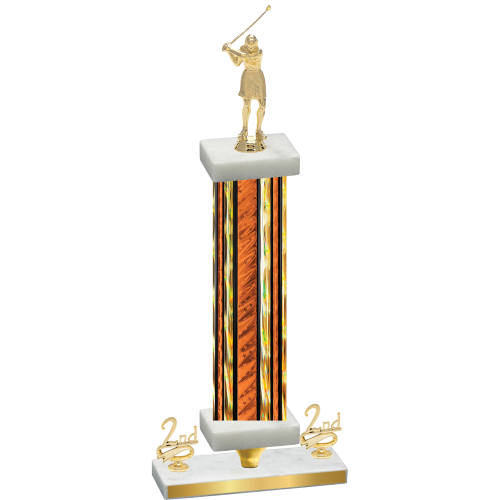 Premium Single Orange Glacier Second Place Golf Trophy