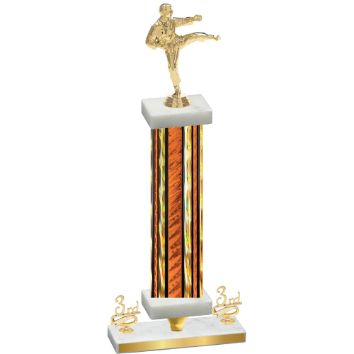 Premium Single Orange Glacier Third Place Karate Trophy