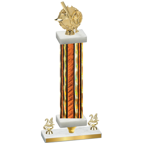 Premium Single Orange Glacier Year Baseball Trophy