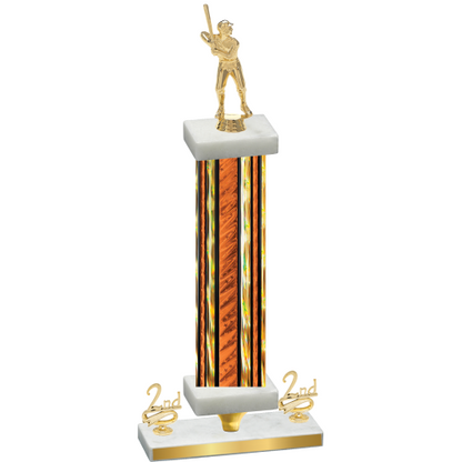 Premium Single Orange Glacier Second Place Baseball Trophy