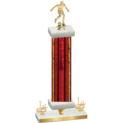 Premium Single Red Glacier First Place Soccer Trophy