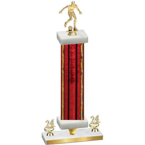 Premium Single Red Glacier Year Soccer Trophy