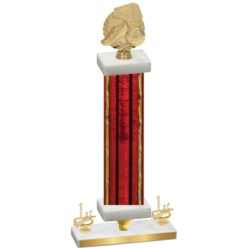 Premium Single Red Glacier First Place Soccer Trophy